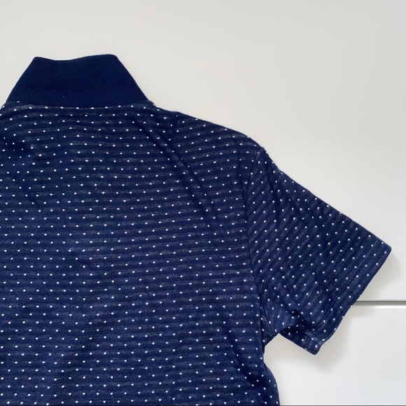 ZARA MEN POLKA DOT NAVY & WHITE POLO SHIRT - Picture 5 of 5